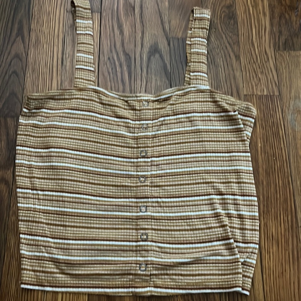 Mustard yellow american eagle striped tank